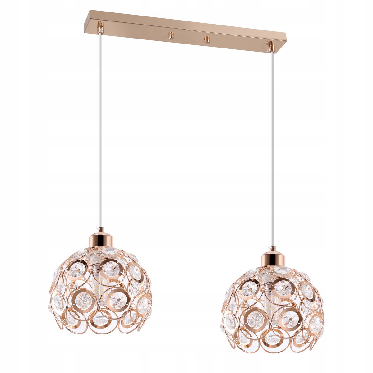 Florence Hanglamp Kristal 2-lichts E27 Rosé Goud 56cm