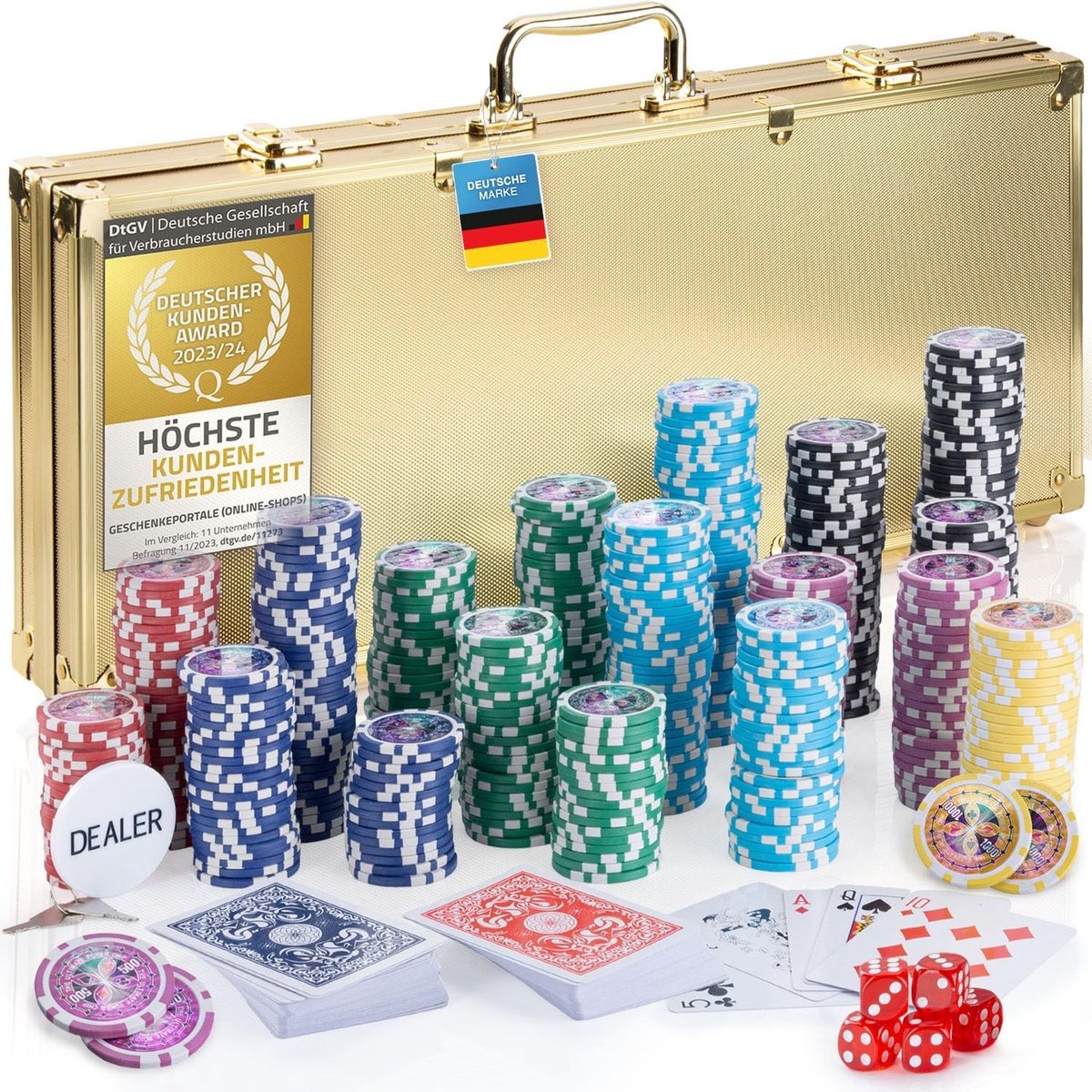 Elzusha - Professionele Poker Set met 500 Chips in Aluminium Koffer
