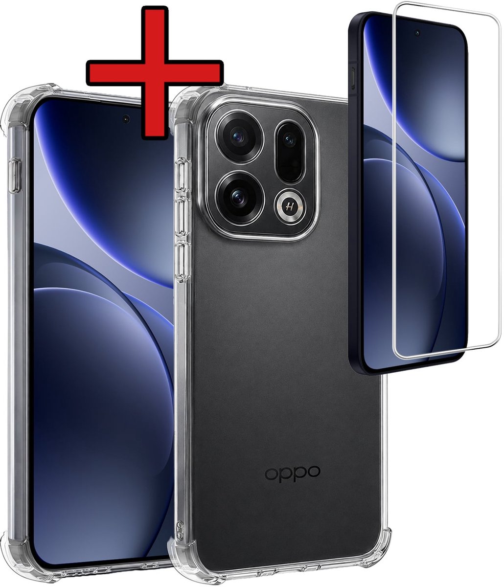 Hoesje - Met Screenprotector - Geschikt voor OPPO Find X9 - Sterk & Shockproof - Back Cover - Siliconen Case - Telefoon Hoes - Shock Proof - Telefoonhoes - Transparant
