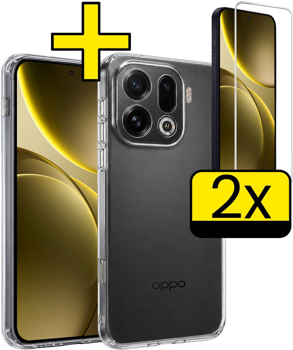 Hoesje - Met 2x Screenprotector - Geschikt voor OPPO Find X9 Pro - Sterk & Shockproof - Back Cover - Siliconen Case - Telefoon Hoes - Telefoonhoesjes - Transparant