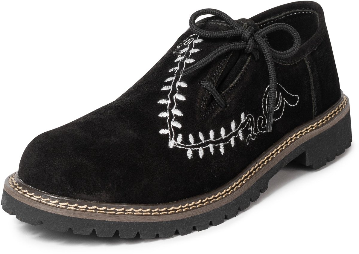 PAULGOS Haferl-schoenen van echt leer met traditioneel borduursel – 4 kleuren, maten 39–47