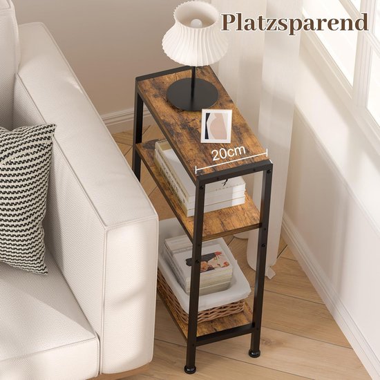 Bijzettafel Nachtkastje en Opbergruimte, Bijzettafel voor Bank, Kleine Tafel voor Woonkamer,Slaapkamer, Keuken en Balkon - Ideaal voor Smalle Ruimtes — afbeelding 2