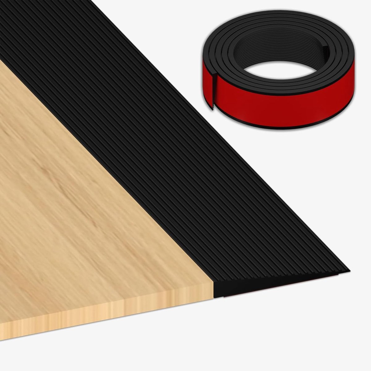 1 x 8 x 100 cm, zelfklevend, zwart | Rubberen drempelhelling voor rolstoelen, robotstofzuiger, deuropeningen