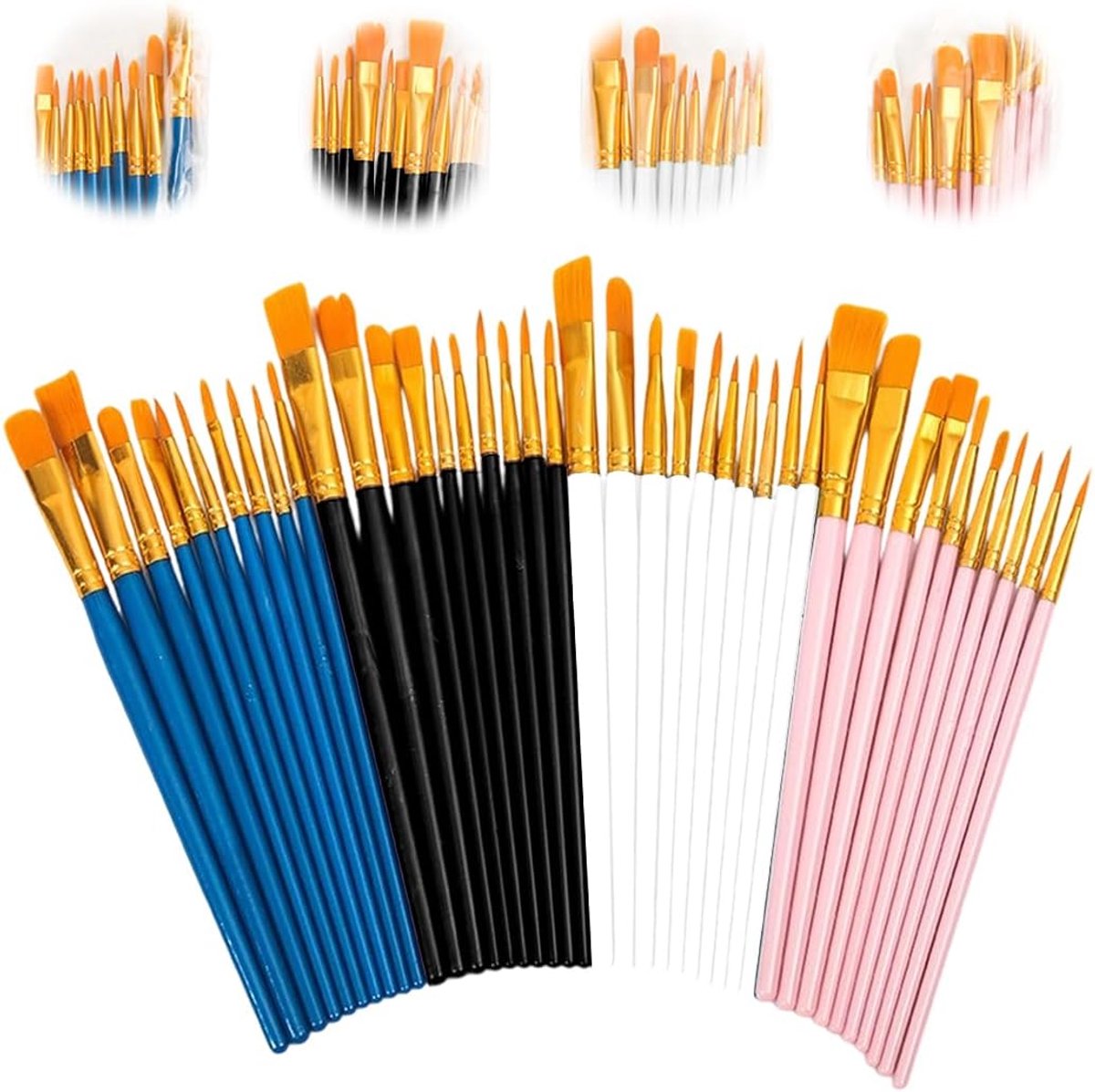 40 stuks hoogwaardige verfkwasten voor kindermake-up, lichaamskunst, acryl, gezicht, stenen en canvas
