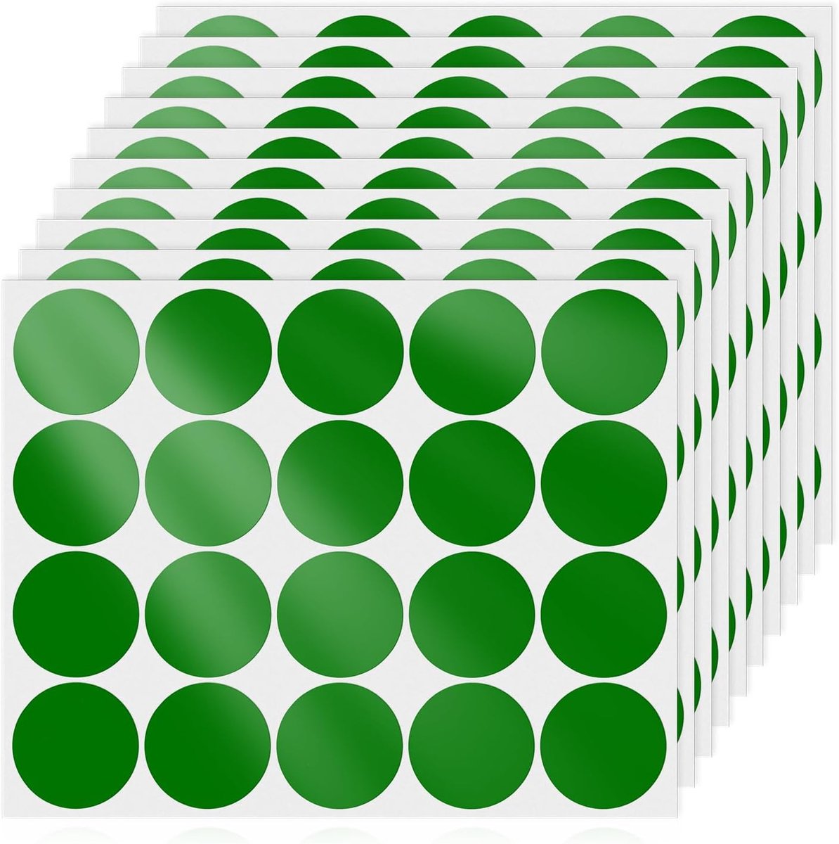 200 stuks groene stickers, vinyl, zelfklevend, afneembaar, rond, waterdicht, voor kantoor, 50 mm