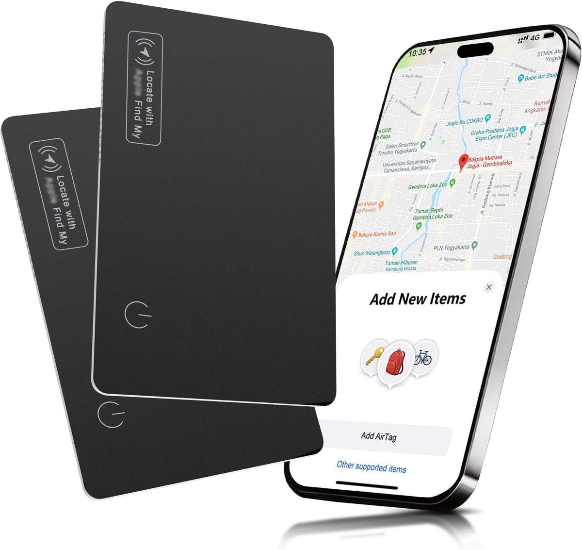 Tracker Card Smart Tag Dun 1,6 mm (alleen iOS) werkt met Find My, Bluetooth Tracker Smart Card Wallet Finder, IP68 waterdicht, locatie voor bagagelabels, paspoorten, portemonnees, 2 stuks