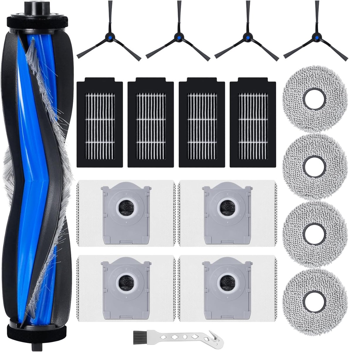 Vervanging voor Ecovacs Deebot T50 Max Pro Omni / T50 Pro Omni robotstofzuiger, 1 rolborstel, 4 filters, 4 reinigingsdoeken, 4 stofzakken, 4 zijborstels, reserveonderdelen voor
