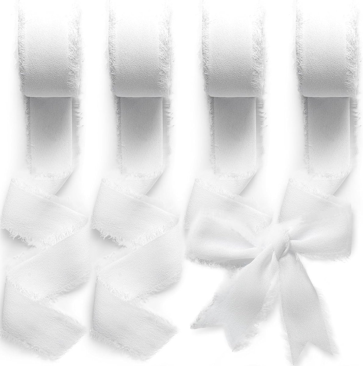 Lint witte stof, chiffonlint 2,5 cm x 40 m, cadeaulint breed lint wit bruiloft stoffen lint voor bruiloftsdecoratie, bruidsboeketten, cadeauverpakkingen, doe-het-zelf