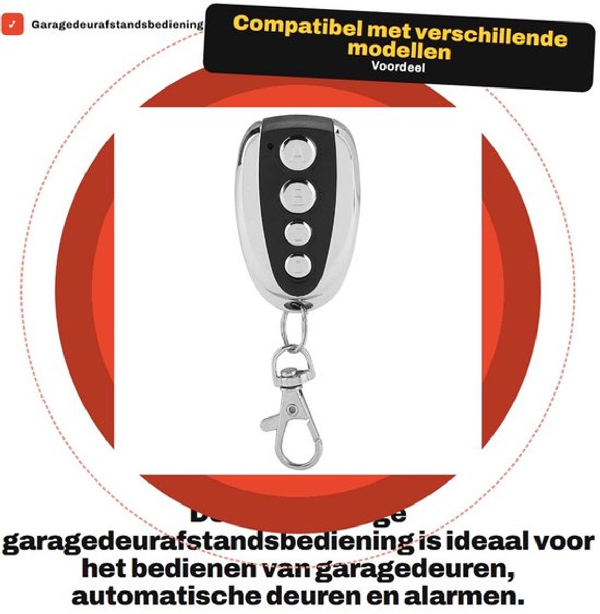 Garagedeurafstandsbediening 433MHz - Compatibel met PHOENIX/PHOX/TXC/TRC/TSC4/HAND - Veelzijdige toepassing - Automatische deuren - Auto-alarmen - Verbeterde veiligheid - Afstandsbediening