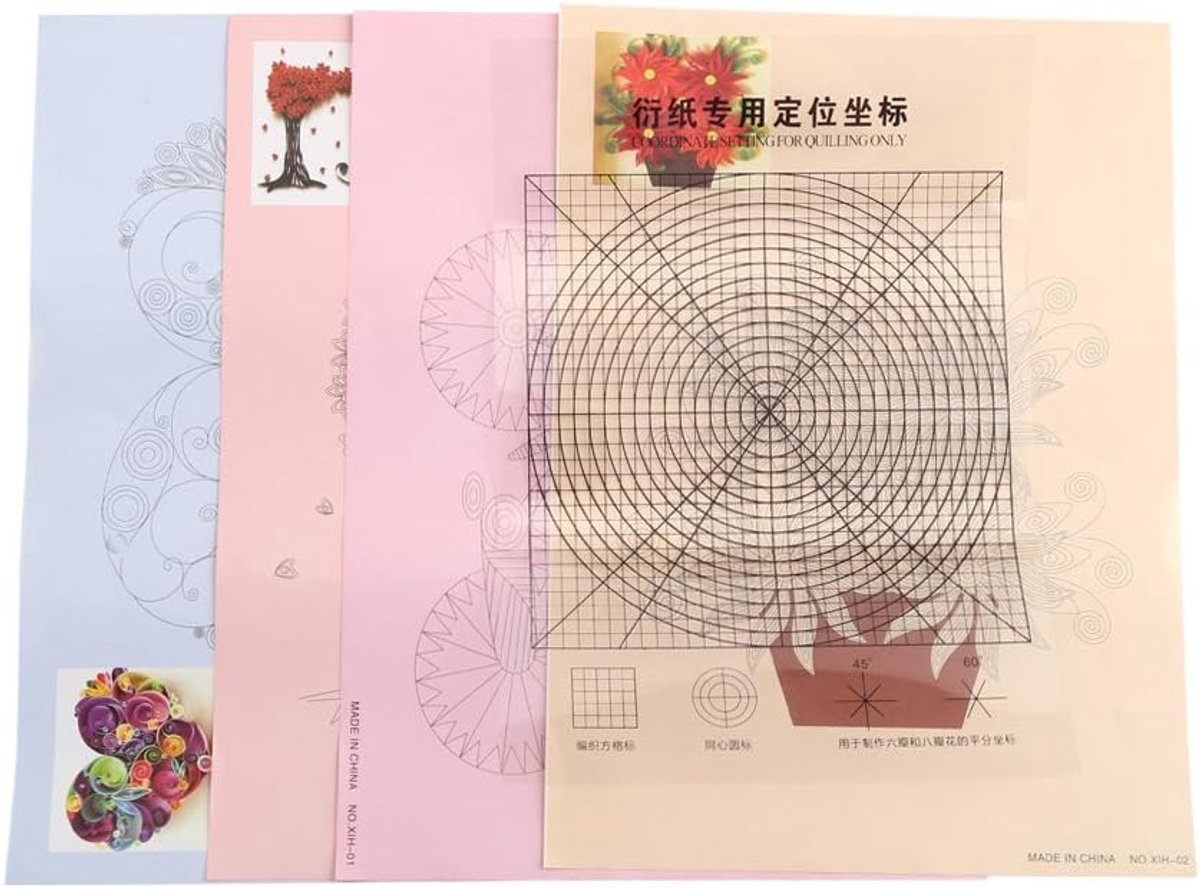 Lokaliseren van papier Quilling Line Paper Quilling Paper 16 patronen Sjabloonpapier DIY Creation Beginner quilling kit quilling template Kit quilling