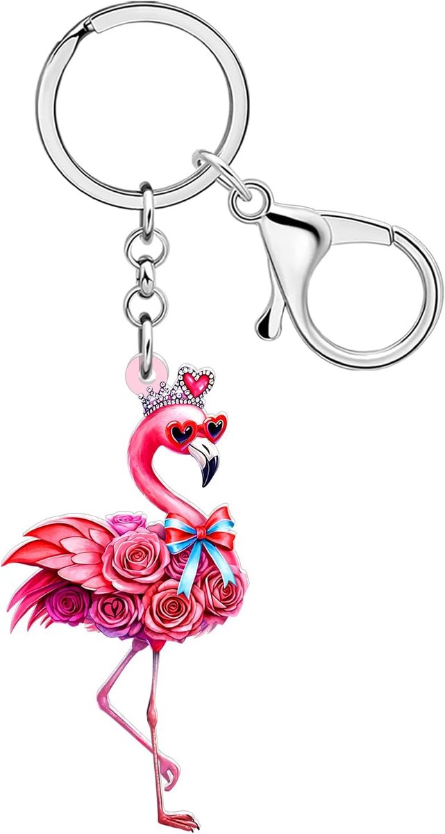 Cadeaus voor haar, acryl roze flamingo sleutelhanger bedels accessoires romantische geschenken voor vrouwen vogelliefhebbers