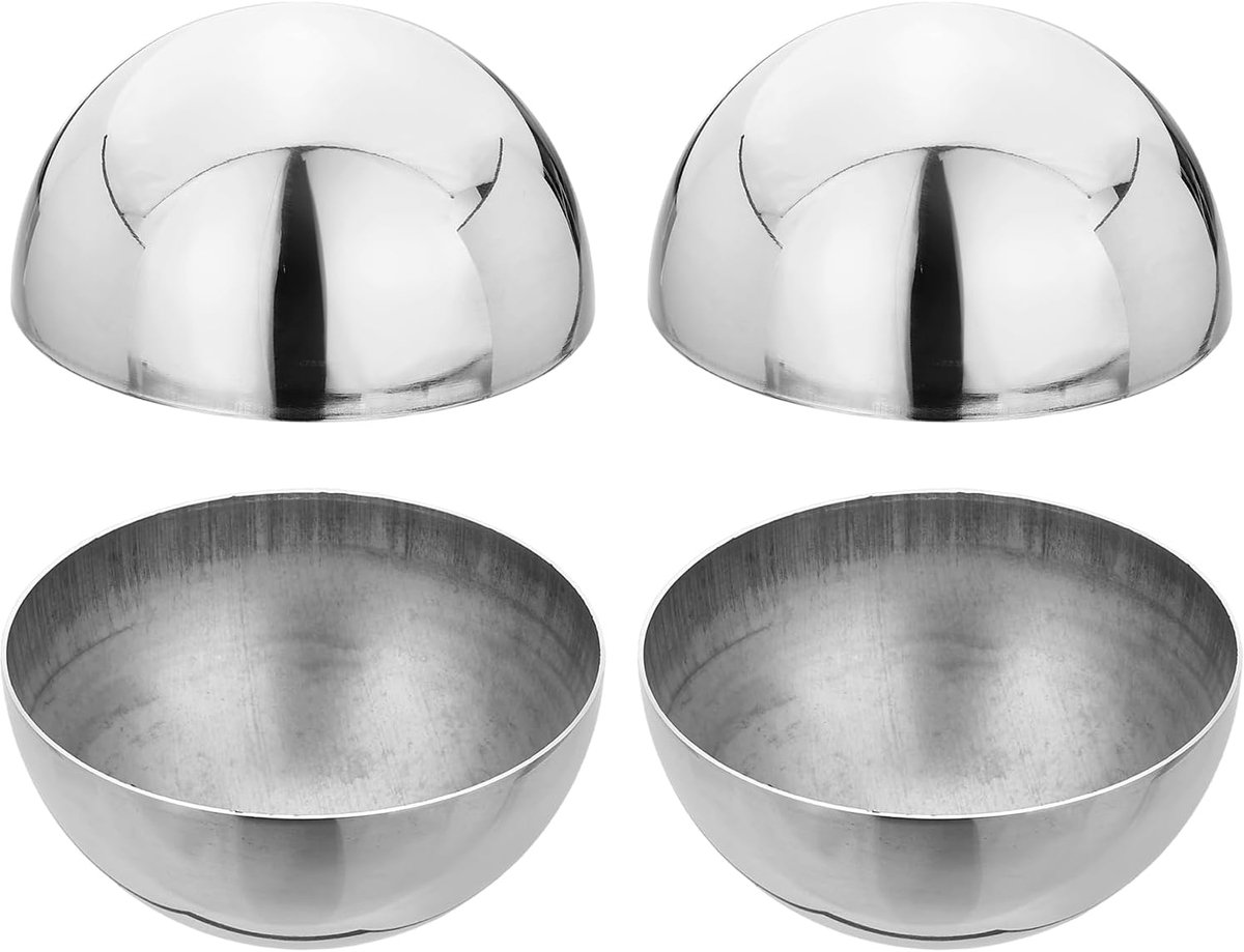 4 stuks holle halve bollen van roestvrij staal 304, 28 mm (1,1 inch) diameter, decoratieve ballen, halve bollen, holle hellinghoeden, gepolijst, spiegel, voor trapleuning