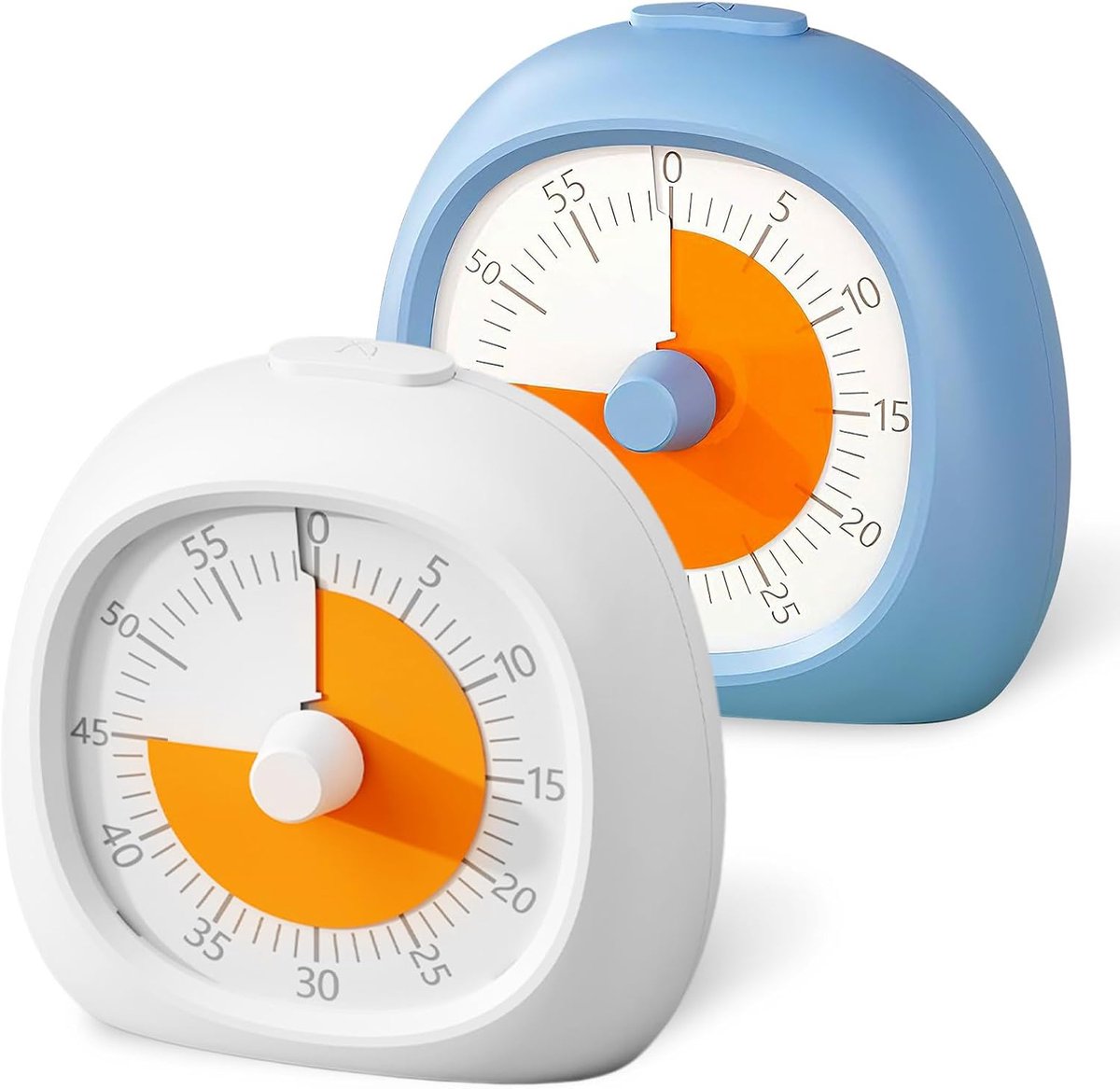 2 stuks visuele timer voor kinderen, nauwkeurige visuele timer met 60 minuten countdown, ADHD en autisme, voor huiswerk, school en koken in de keuken, wit en blauw