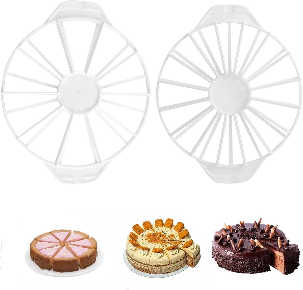 10/12/14/16 Cake Snijder, 2 stuks Ronde Cake Divider & Pie Slicer Marker Cakes Cutter, Dubbelzijdige Cake Gelijke Portie Marker voor Cheesecake, Mousse