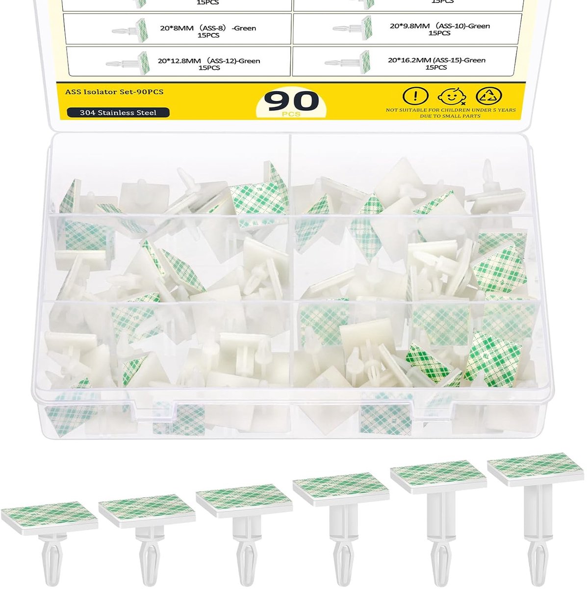 90Pcs 6 Szies Sticky PCB Spacer Adhesive Standoffs, Zelfklevende Geïsoleerde Standoffs voor PCB Board Ondersteuning