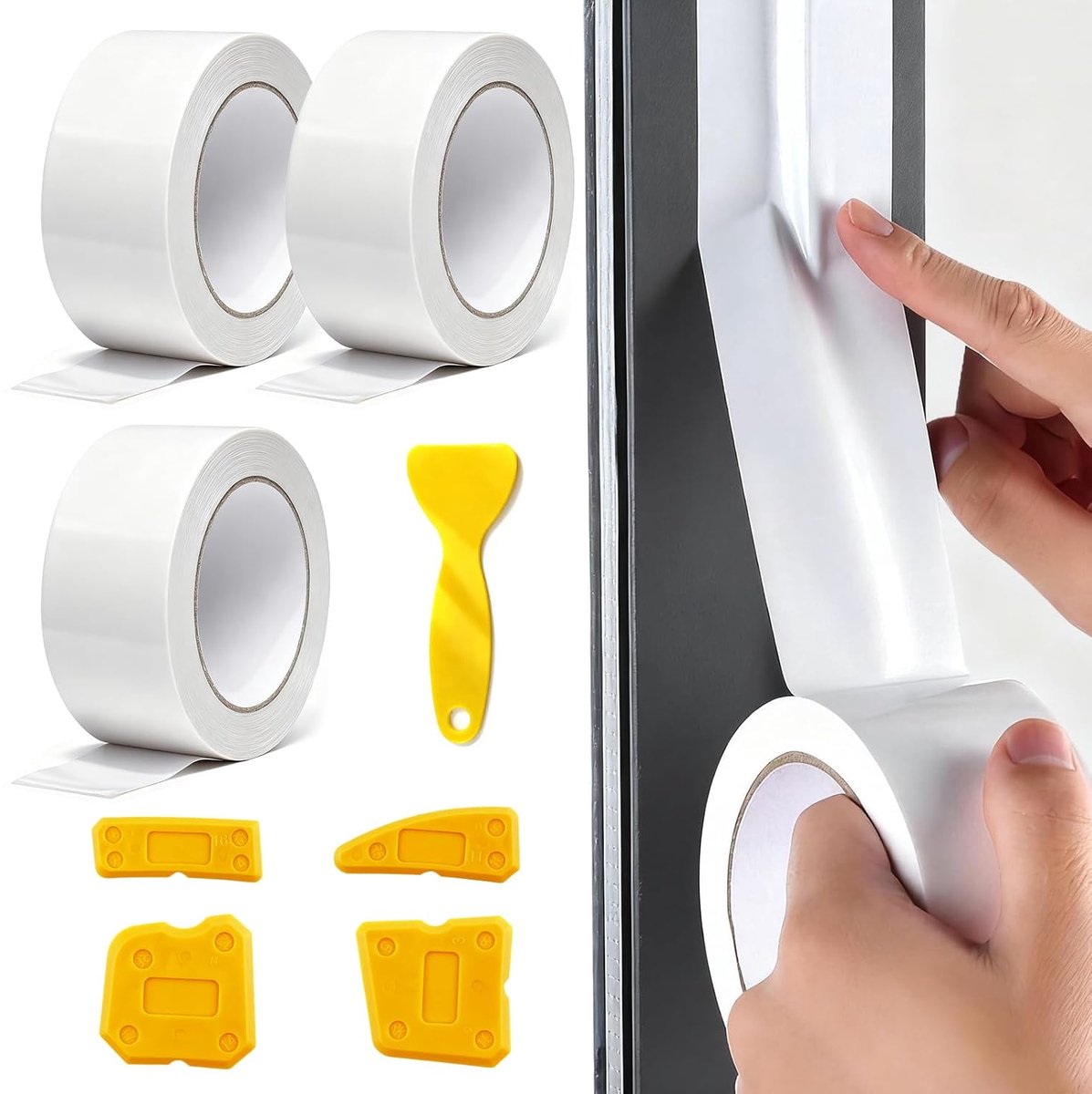 3 stuks raamafdichtingen, 20 m raamafdichting raamplakband met schraper voor deur badkamer douche zelfklevende anti-kou wind afdichtingstape