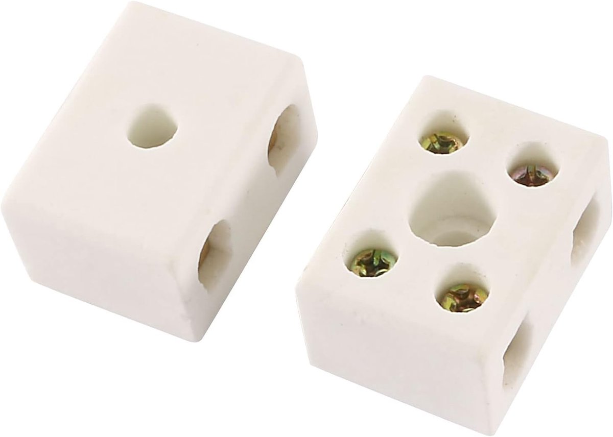 Sourcing map 2 Manier 15A Keramiek Terminal Blokken Hoge Temp Porselein Keramische Connectoren 2 stks