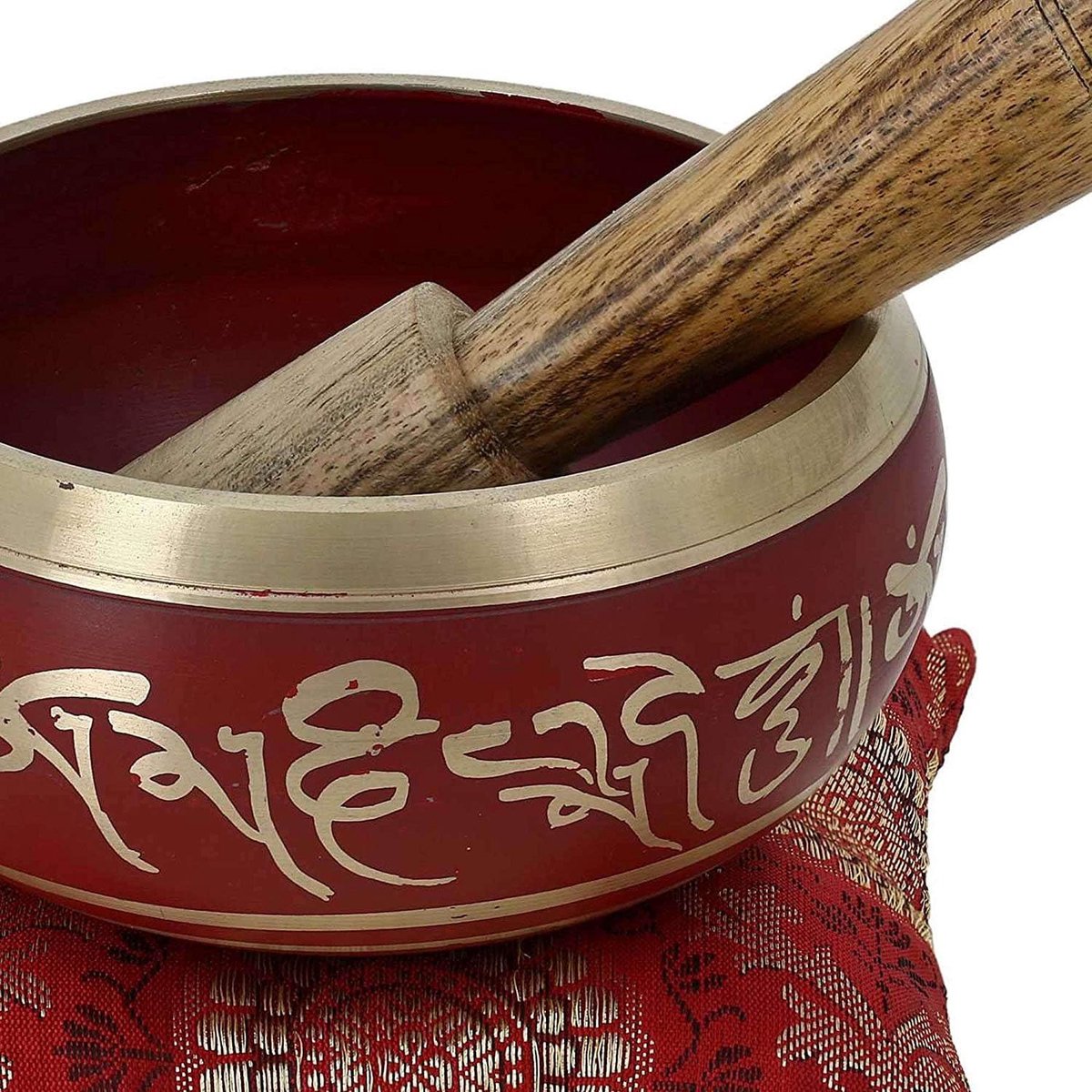 Klankschaalset - Tibetaanse Klankschaal voor Meditatie Yoga Chakra Genezing en Ontspanning Mindfulness en Stressverlichting Spirituele Geschenken - Rood