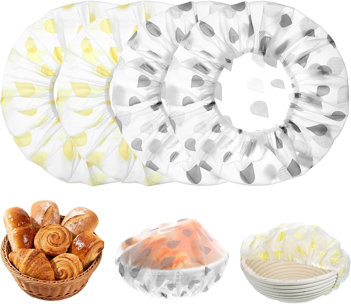 Afdekhoezen voor Levensmiddelen - Grijs - 27 cm - Herbruikbare Gistfolie van Duurzaam EVA - Voor Brood en Bakken