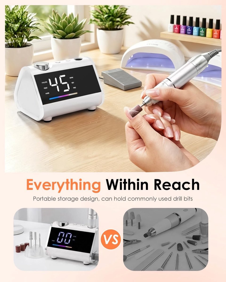 Elektrische Nagelboor Machine - Wit - Professionele Bedrade Nagelvijl met Groot LCD-scherm - Voor Manicure en Pedicure