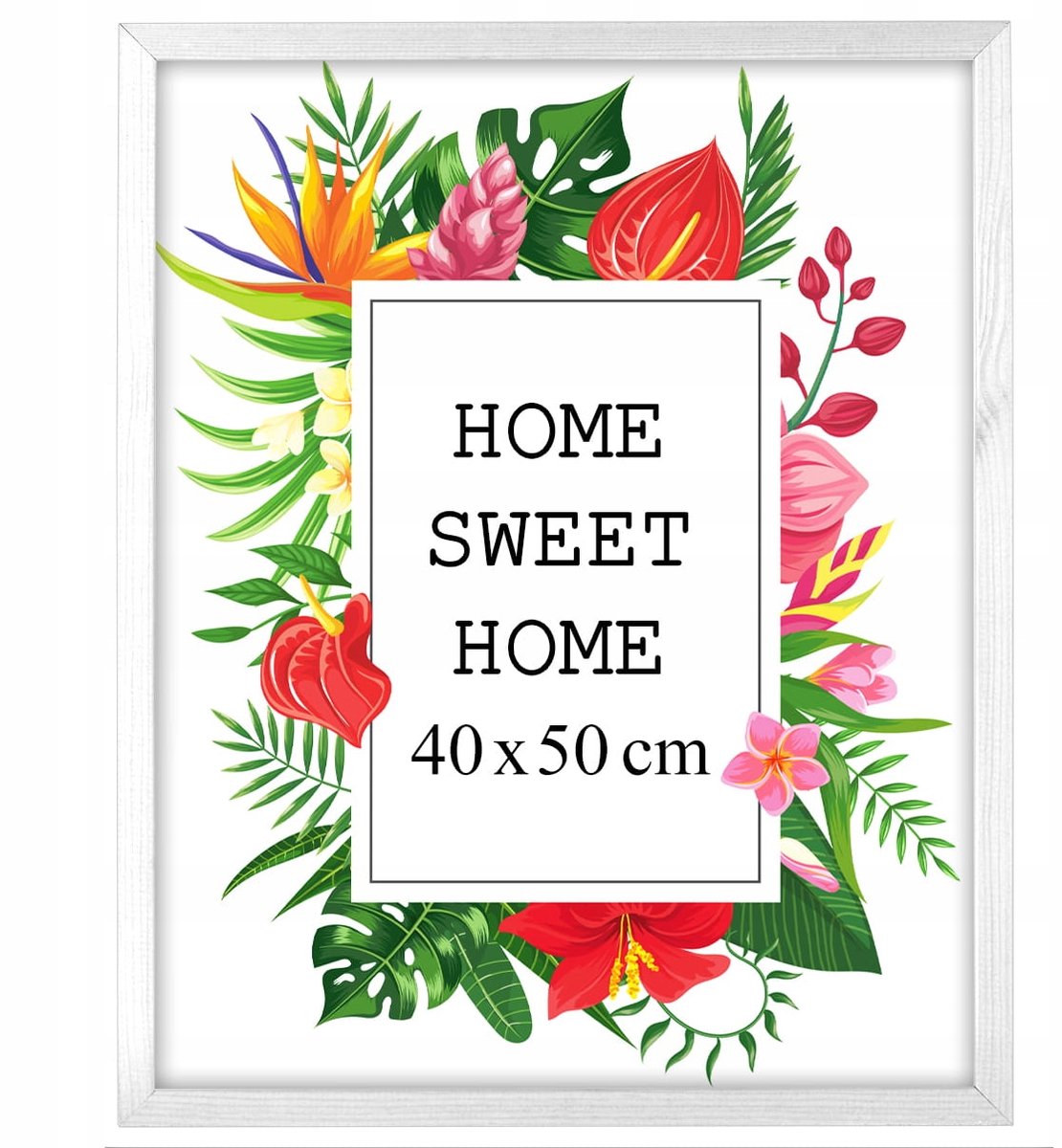Houten fotolijst 40x50 cm, wit, met plexiglas en standaard