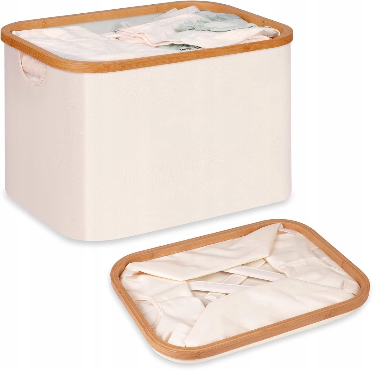 Opvouwbare Wasmand - Van bamboestof - Voor slaapkamer en badkamer - Beige - 50 liter