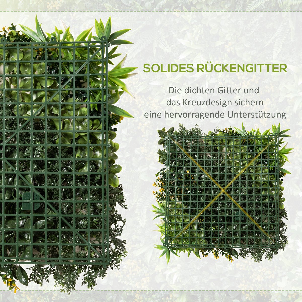 COVREO Kunsthaag 50x50 cm groen polyetheen, 12 panelen voor privacy