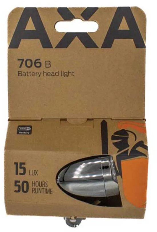 AXA 706 Fietsverlichting - 15 Lux LED Voorlicht - Batterijverlichting - Geïntegreerde Reflector - Retro Chrome - 35 m Lichtbeeld - 2.250 m Zichtbaarheid van AXA — afbeelding 5