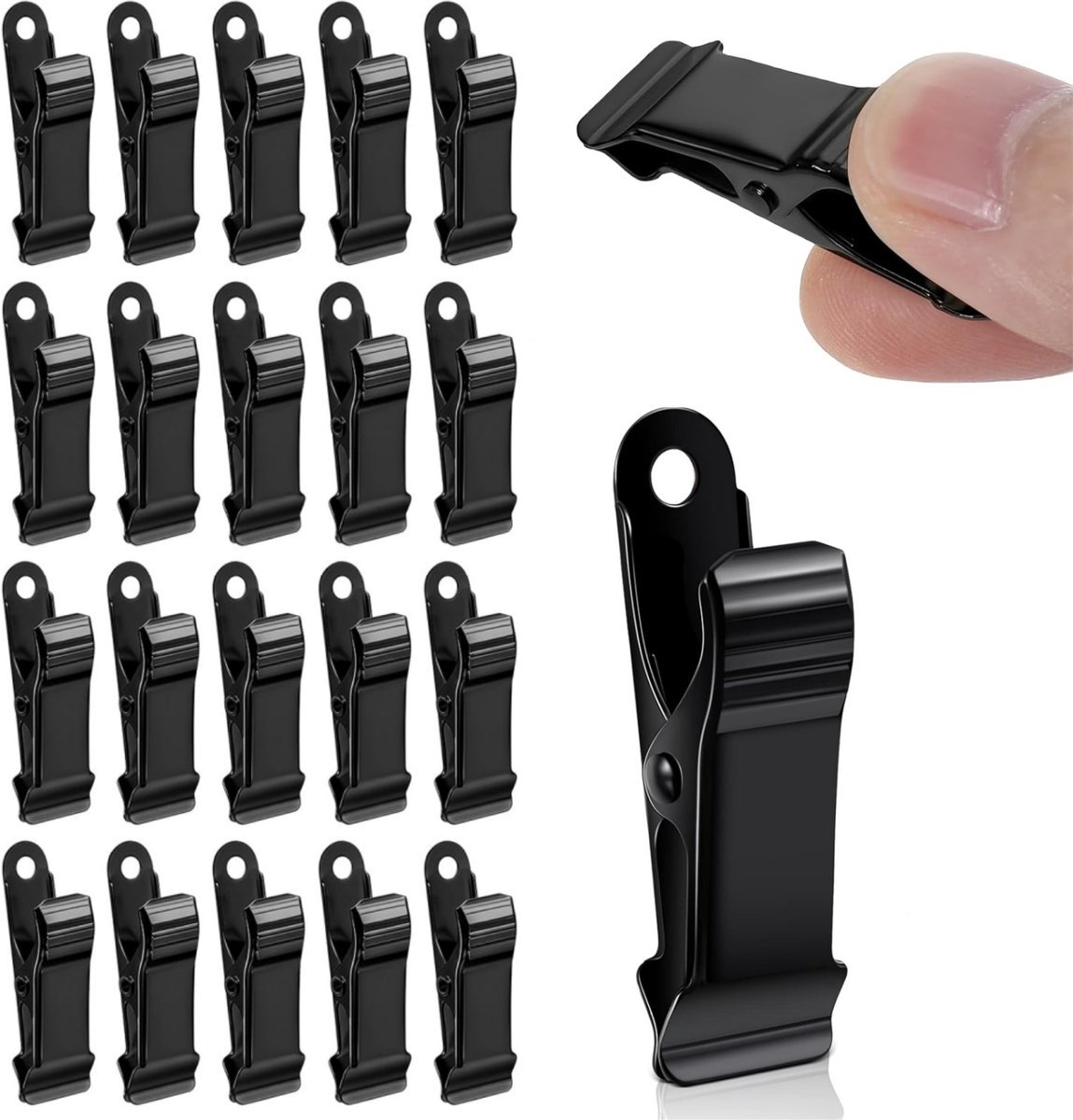 20 mini metalen clips - Clips - Stevige veerklemmen - Voor het vastzetten van draden, foto's, papier, gordijnen - Zwart