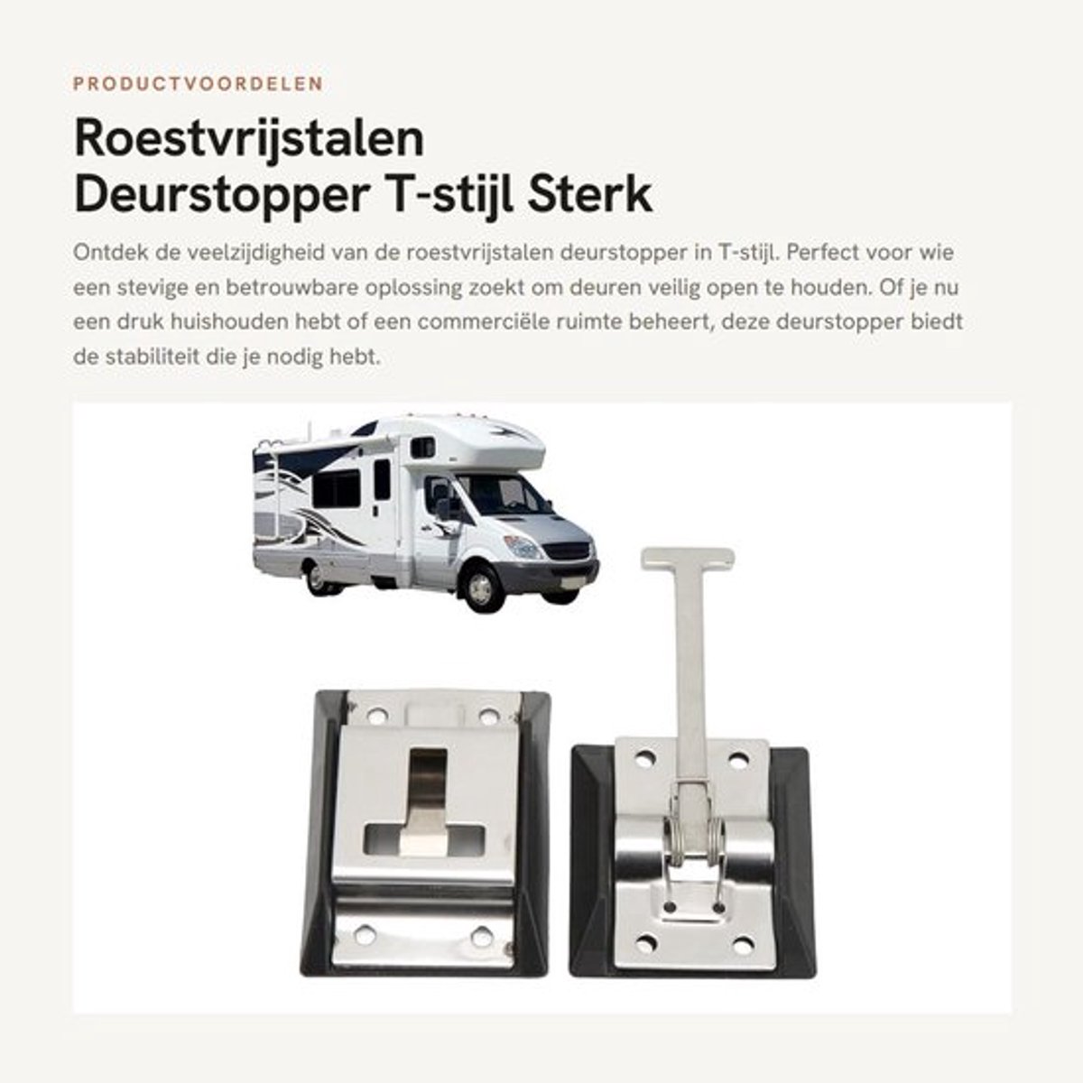 Deurstopper T-stijl - Roestvrij staal 316 - Deurvastzetter - Duurzaam - Slagvast - 4 stuks met klinknagels - Deurhouder