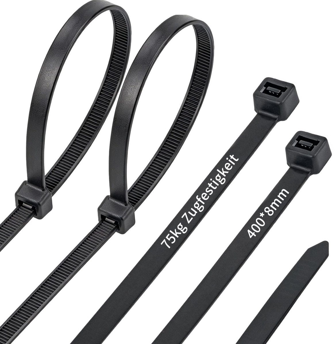 SolidKeus - Set van 20 Lange Kabelbinders Zwart met 75 kg Treksterkte
