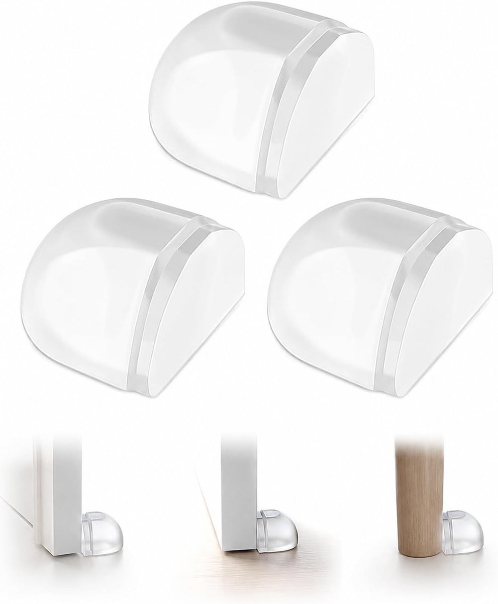 Zelfklevende deurstopper set van 3, robuuste deurbuffers met sterke lijm, muur- en vloerschade bescherming, antislip voor stil sluiten en veilig voor kinderen