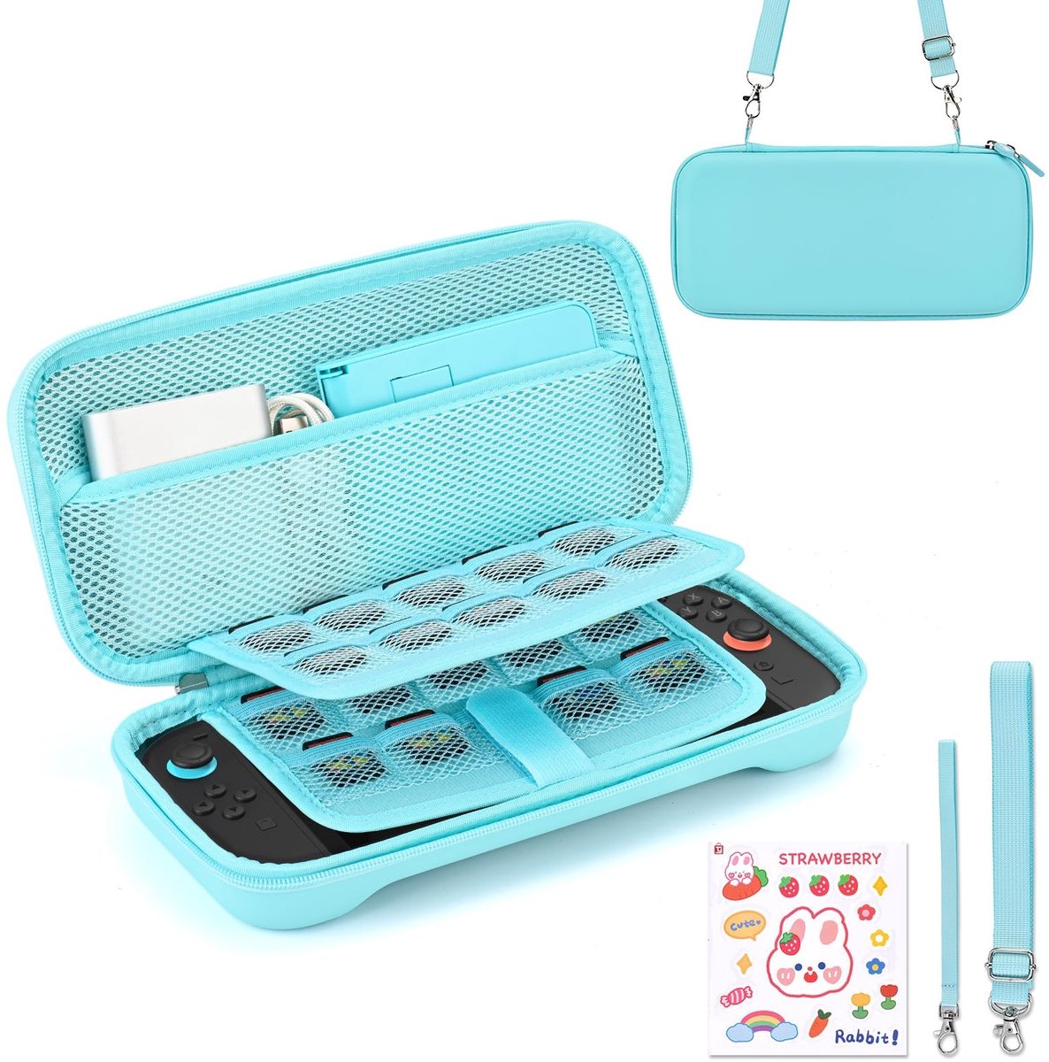 SolidKeus - Blauwe Draagtas voor Switch 2 met 19 Spelkaartsleuven en Accessoires
