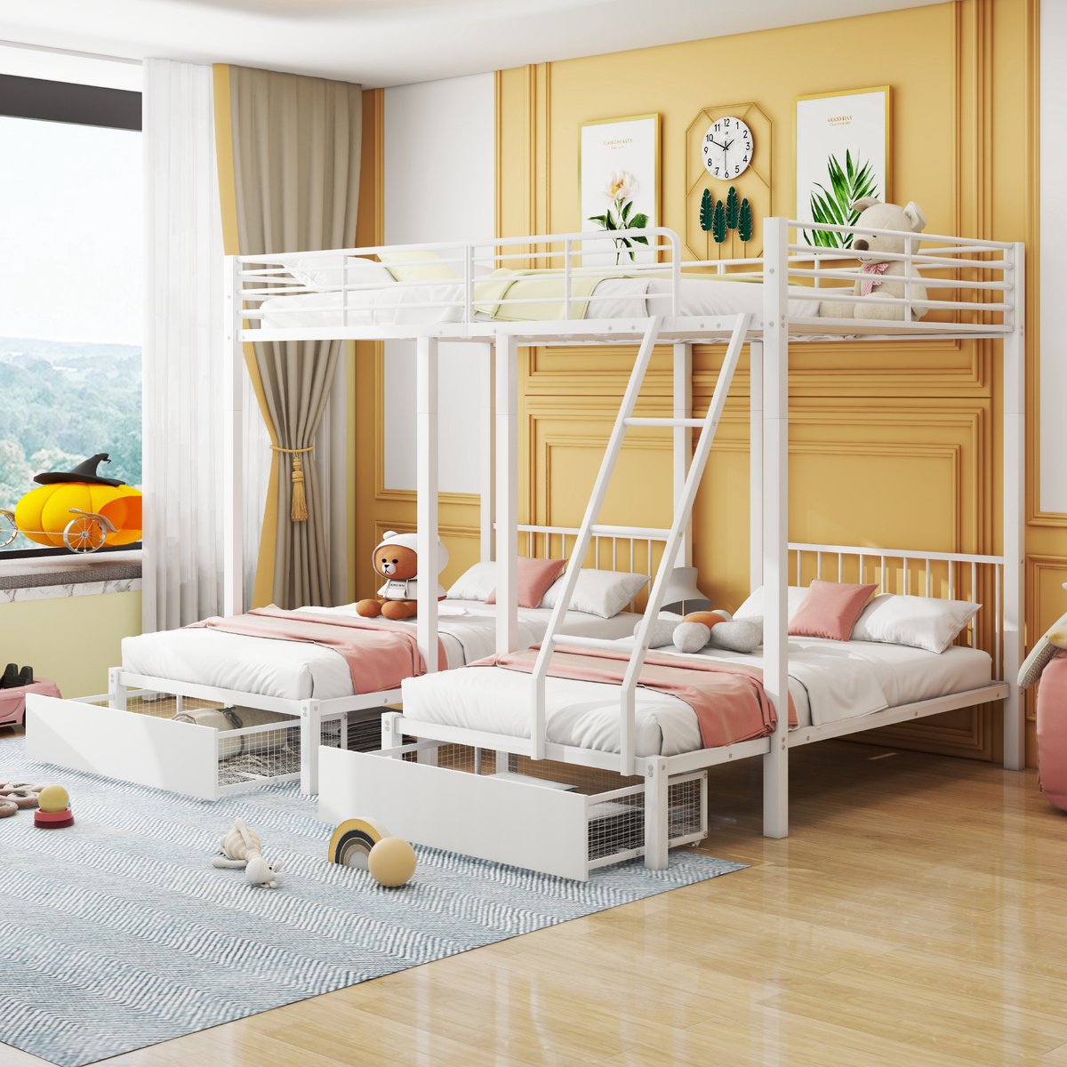 Bedframe - voor matras 140 x 200 cm - wit - met opbergruimte en lattenbodem - matras niet inbegrepen - voor de slaapkamer