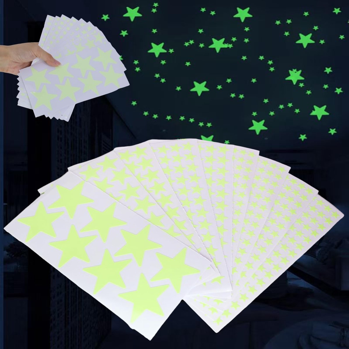 SolidKeus - 810 Stuks Glow in the Dark Sterren Stickers voor Kinderen