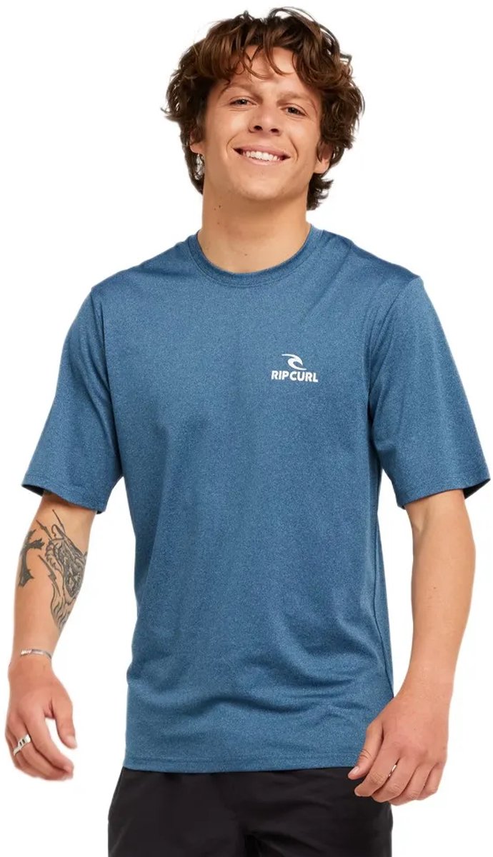 Rip Curl Stack Korte Mouw Rash Guard Blauw L Man