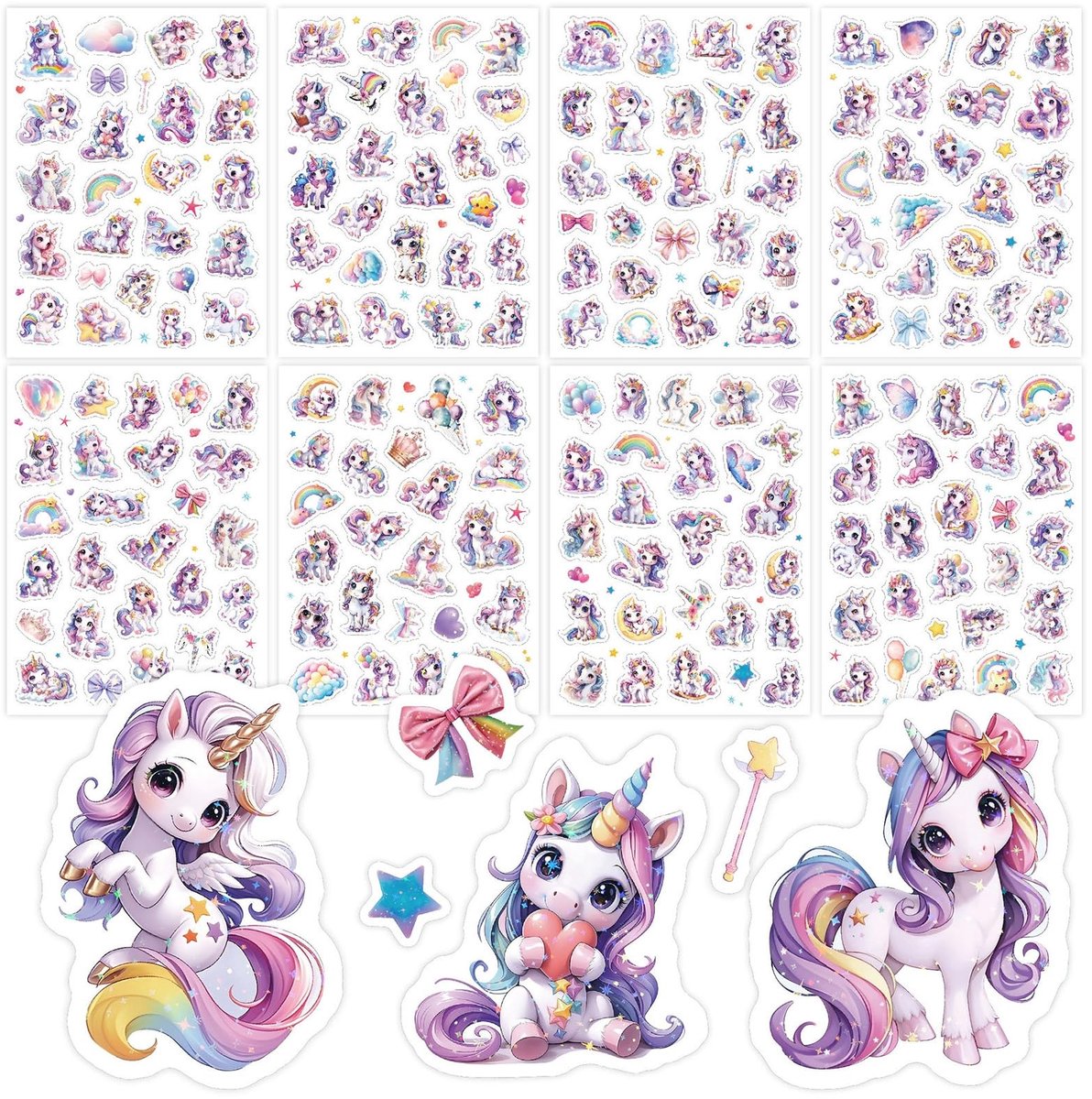 SolidKeus - Eenhoorn Paillettenstickers, Set van 8