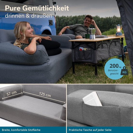 Opblaasbare Bank - Luchtbank - Outdoor Ontspanning - Geïntegreerde Pomp - 165 cm - Grijs — afbeelding 3