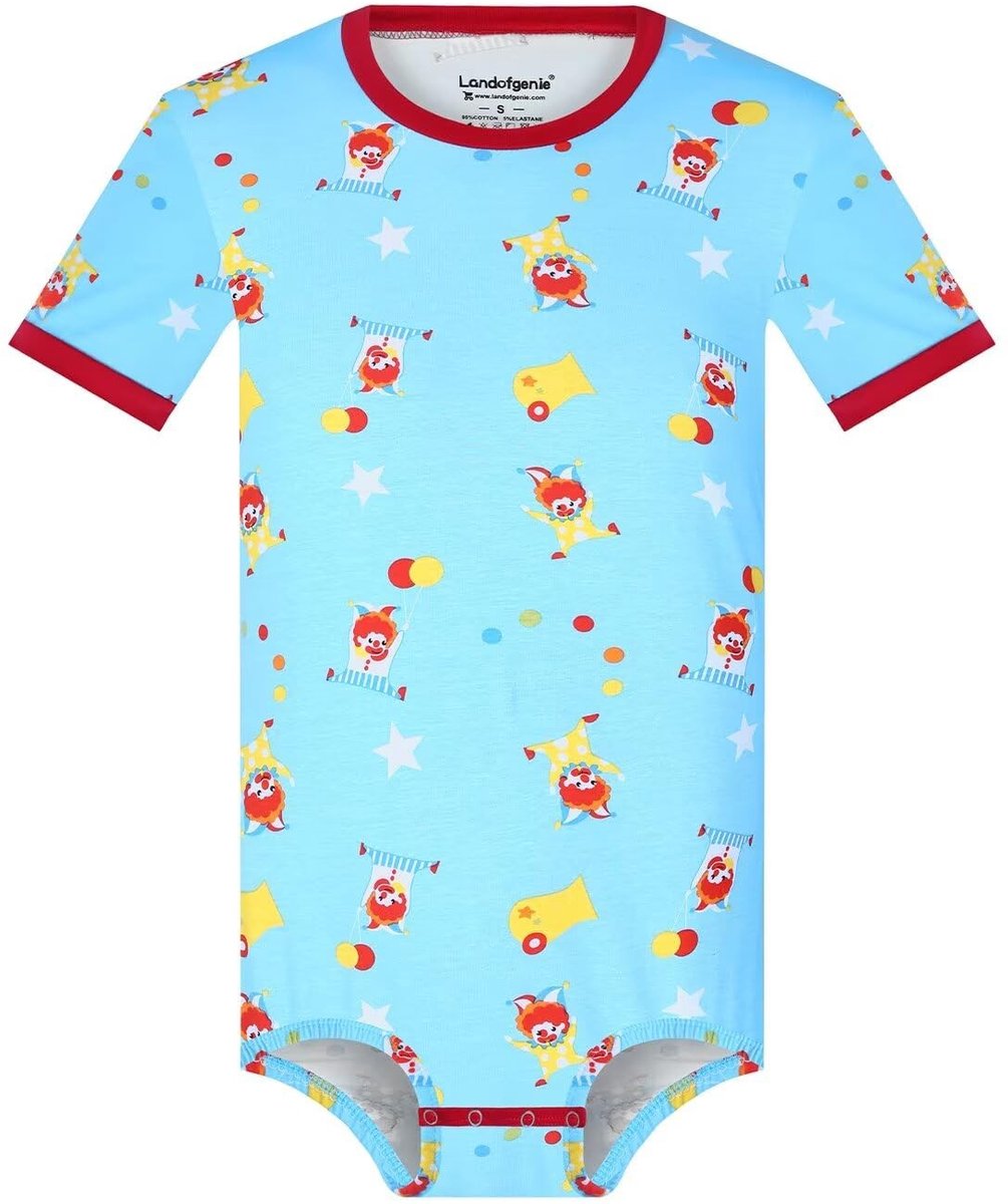 SolidKeus - Heren Bodysuit met Clownprint en Korte Mouwen