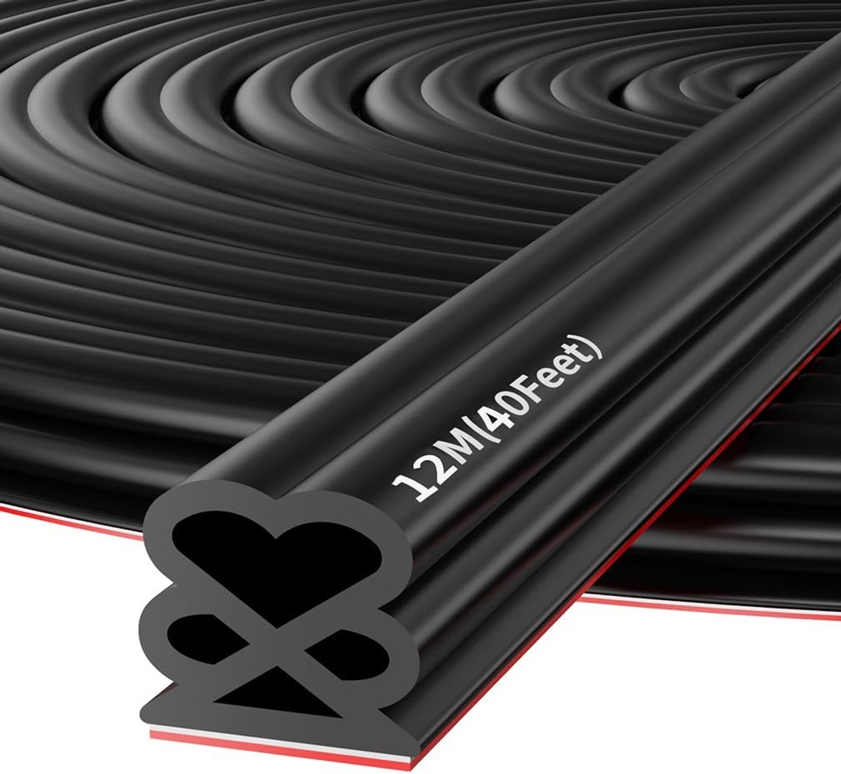 Deurafdichting - afdichtingstape - zelfklevend - deurkozijn - raamafdichting - afdichtingstape - waterdicht - raamafdichting - rubber - deurraam (zwart - 1 cm x 12 m)