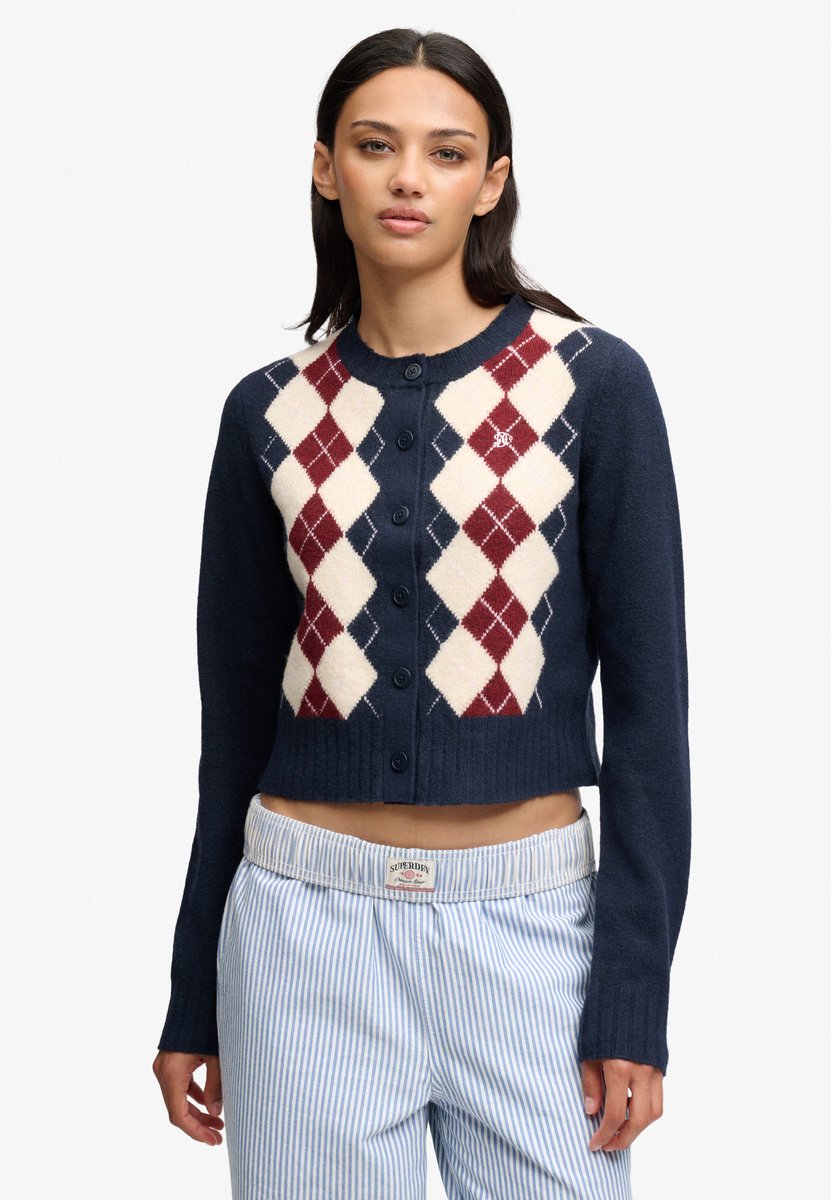 Superdry Argyle Vest Dames Cardigans Blauw