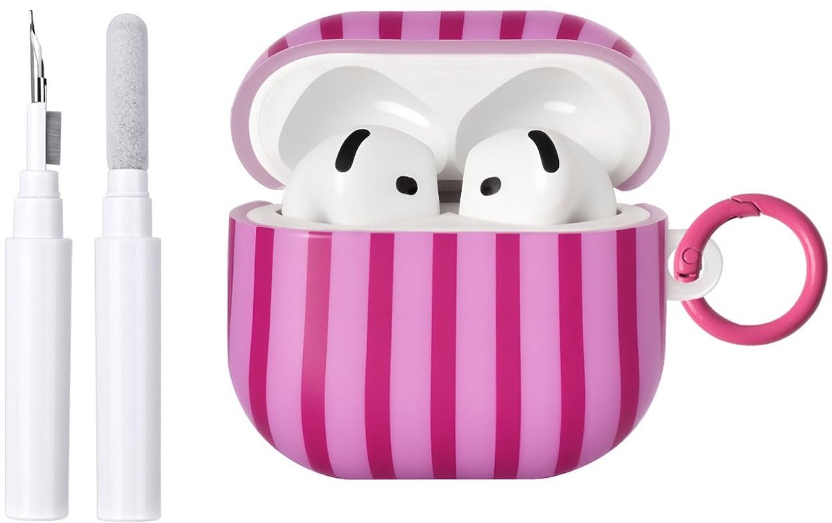 SolidKeus - Beschermhoes voor AirPods 4e Generatie met Schoonmaakset - Roze