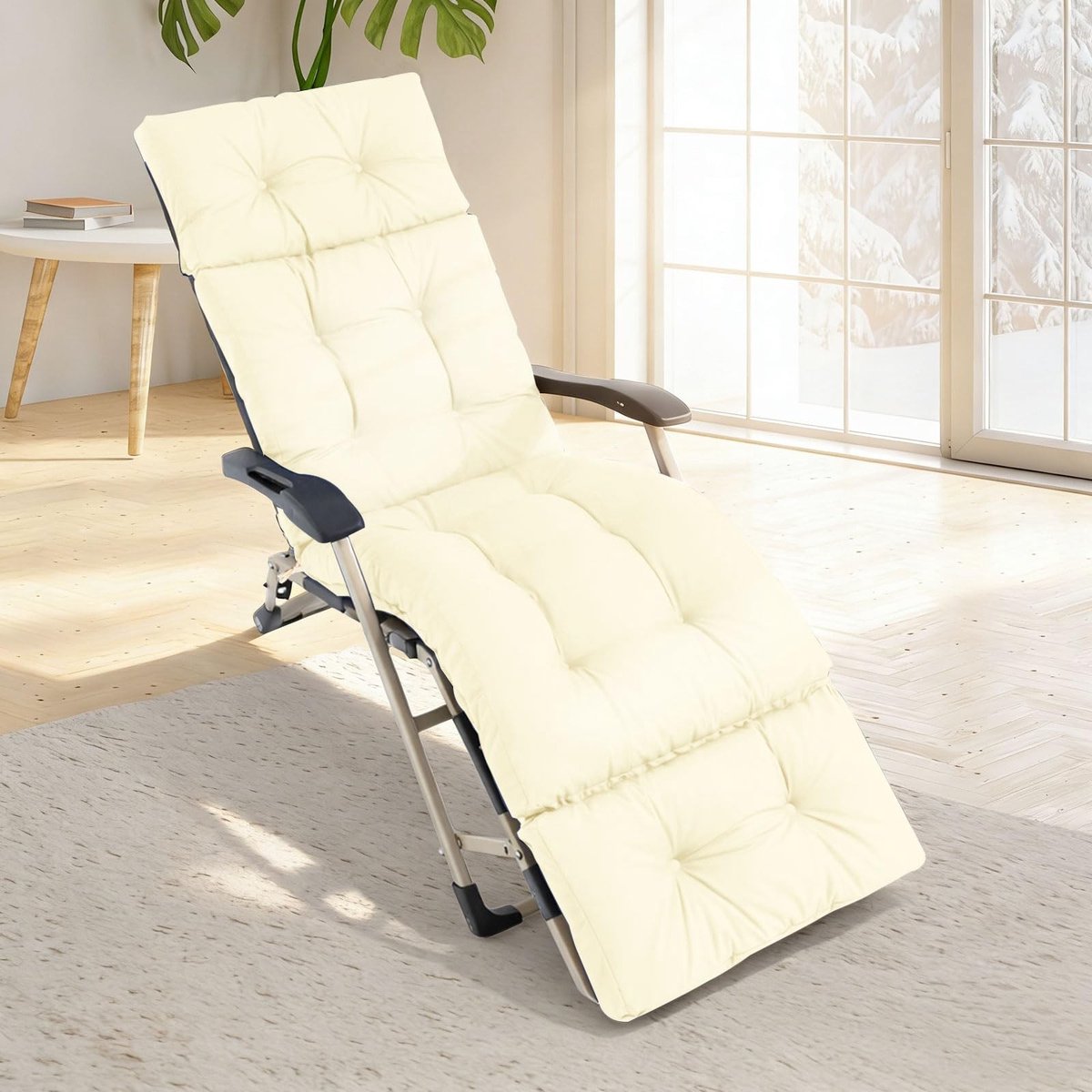 Omgoods - Tuinmeubelkussen 190x55x10 cm Beige