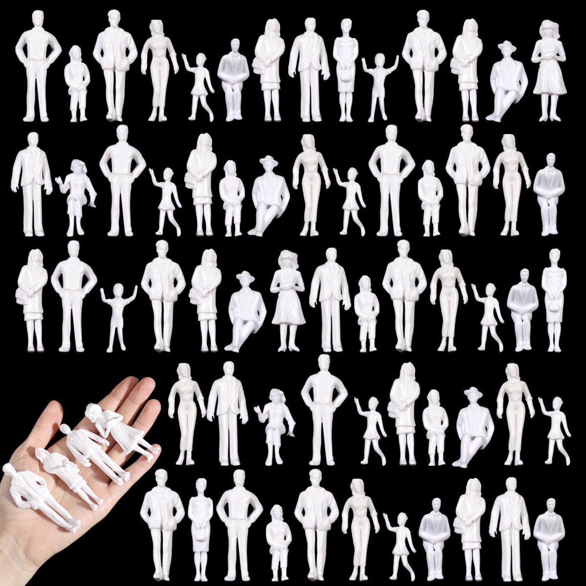 Omgoods - Set van 100 Miniatuur Mensenfiguren voor Modelsporen en Diorama's
