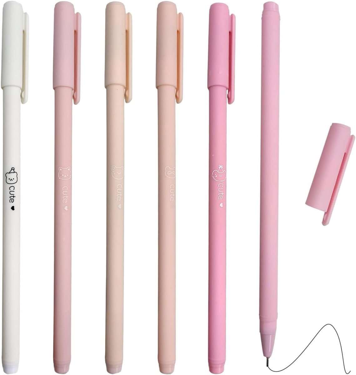 Gelpennen met doorzichtige kunststof doos, balpen, gelpen, schrijfwaren en kantoorbenodigdheden (roze)