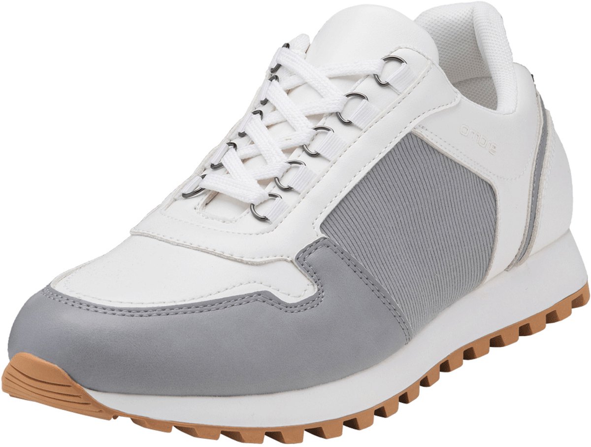 OMBRE Schoenen - Veters - Effen Wit / Lichtgrijs 42