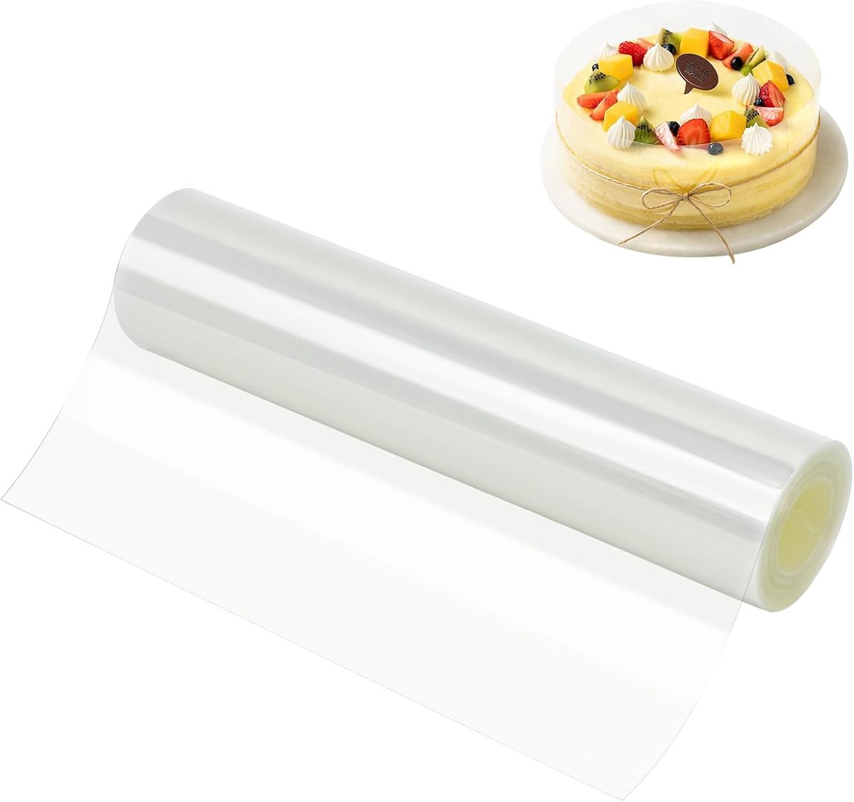 Taartrandfolie 15 cm hoog, transparante PET-taartfolie, herbruikbare taartringfolie, 10 m, rol voor het maken van cake, mousse, gebak, chocolade, dessertringen