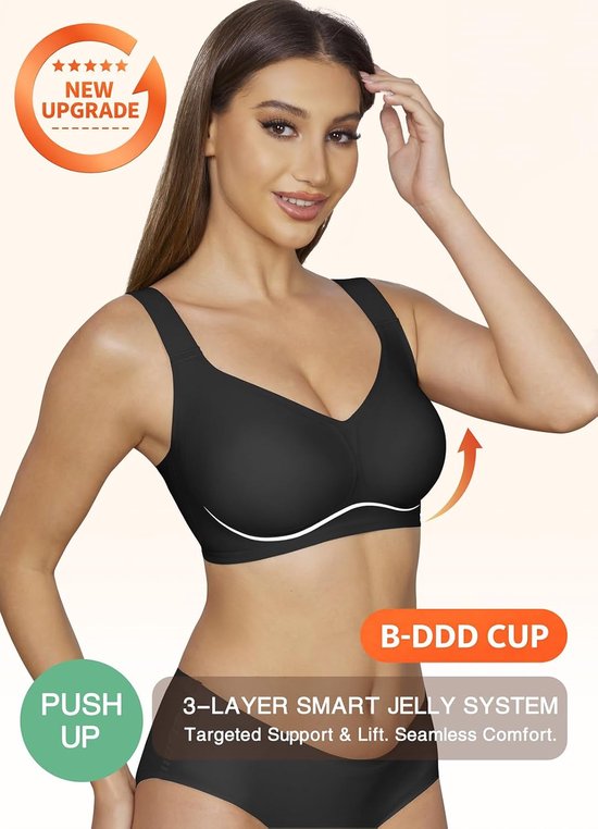 Jelly beha's voor dames, oversized, zonder beugel, naadloos, push-up volledige cup, gevoerd, minimizer-effect, comfortabel en ondersteunend, bralette voor T-shirt — afbeelding 5