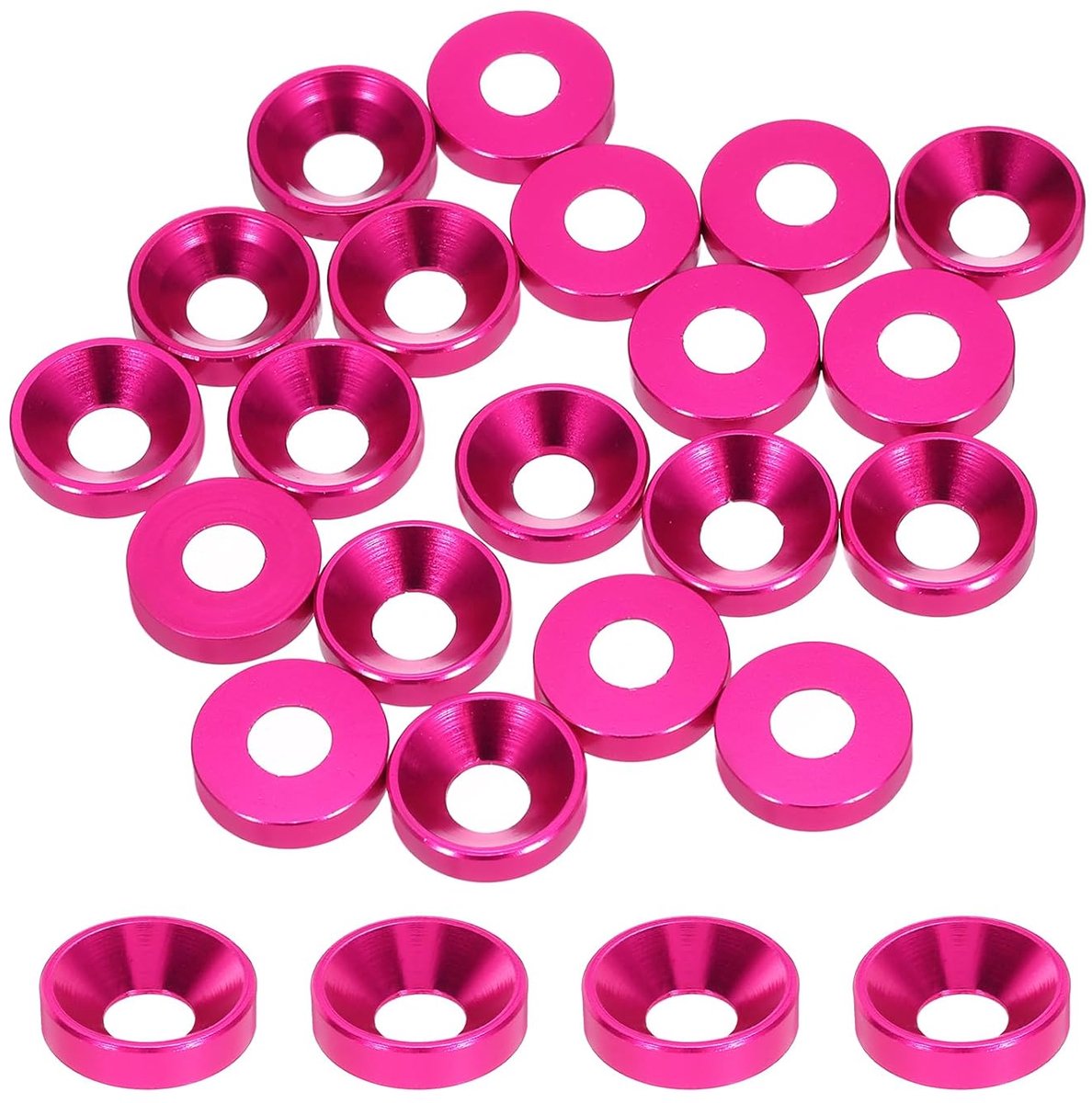 Verzonken sluitringen M4 diameter gat 4,1 mm / 0,16 inch aluminium afdichtingen afdichting sluitringkop kop voor Rc/FPV/PC/mechanische drone-schroeven modelonderdelen 20 stuks (rozerood)