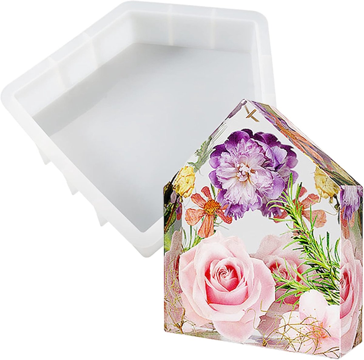 Grote siliconen mallen voor hars, grote huis harsmal 3D epoxyharsmallen, perfect voor doe-het-zelf huwelijkscadeau, woondecoraties